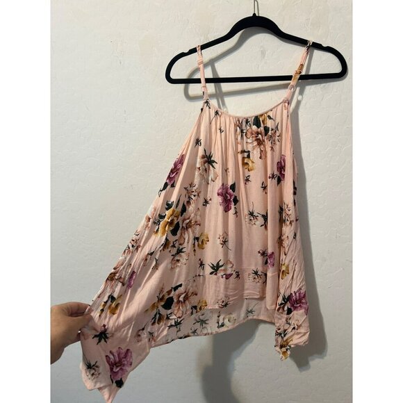Torrid Sz 0 (US L 12) Blush Pink Lighweight Boho Floral Print Camisole Tank Top - Picture 7 of 7